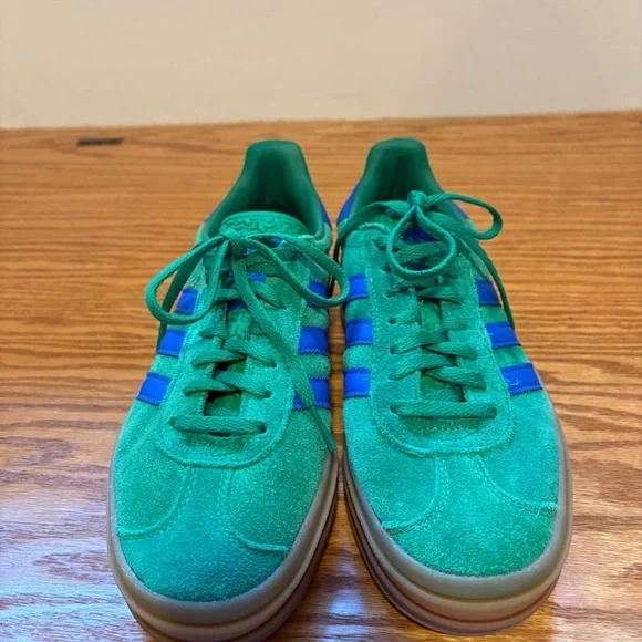 Adidas Platform Gazelles Green and Blue - Picture 2 of 3